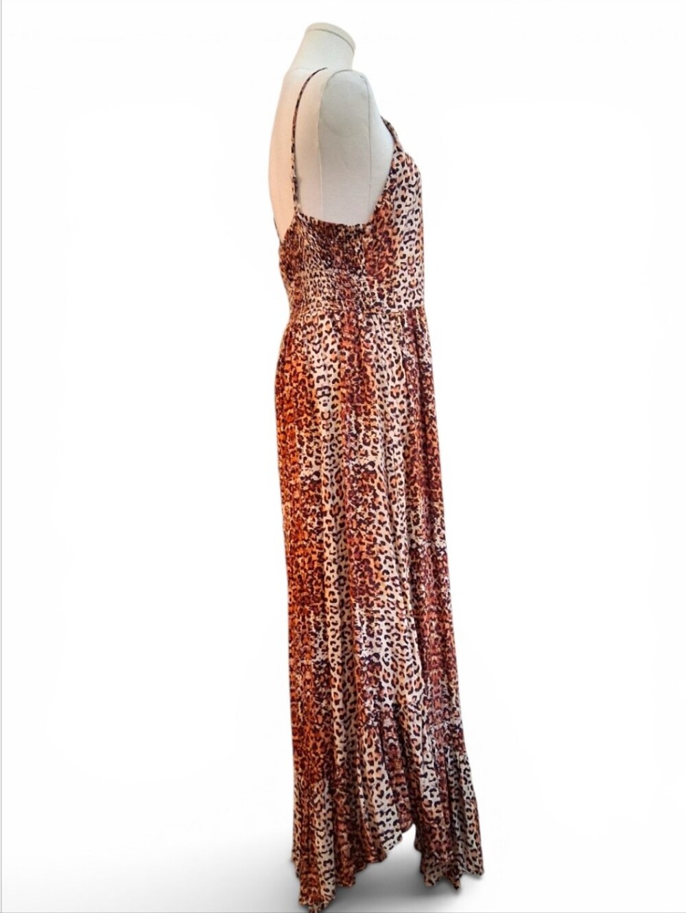 ANGIE Maxi Dress - Animal Print - Womens Large - brown orange cream - Picture 4 of 9